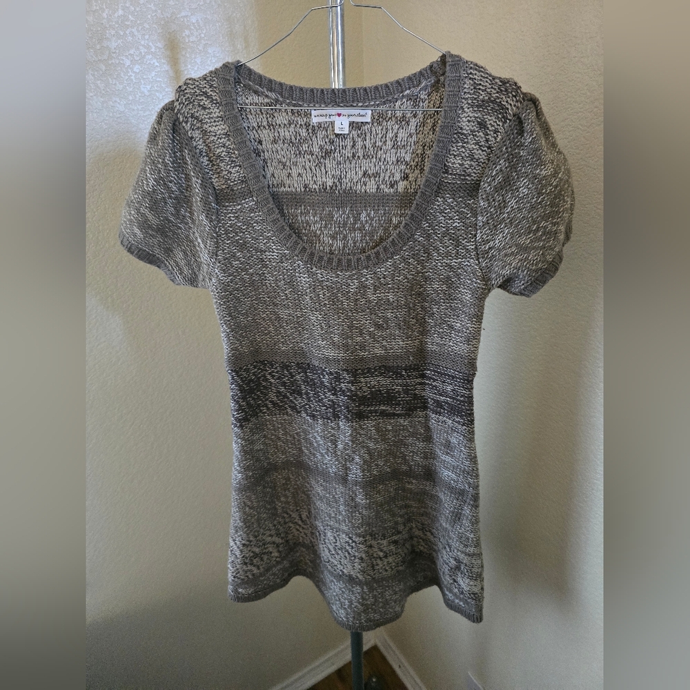 Wearing Your Heart On Your Sleeve Pullover Short Sleeve Sweater Dress